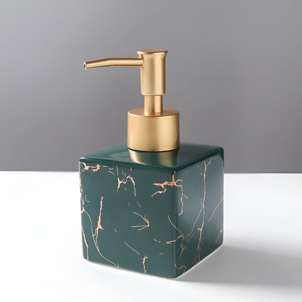 Marbelle – Marble Ceramic Soap Dispenser with Gold Pump