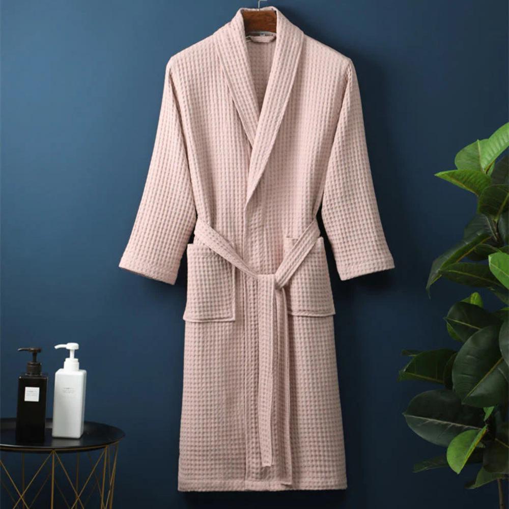 Wafflora – Waffle V-Neck Cotton Bathrobe
