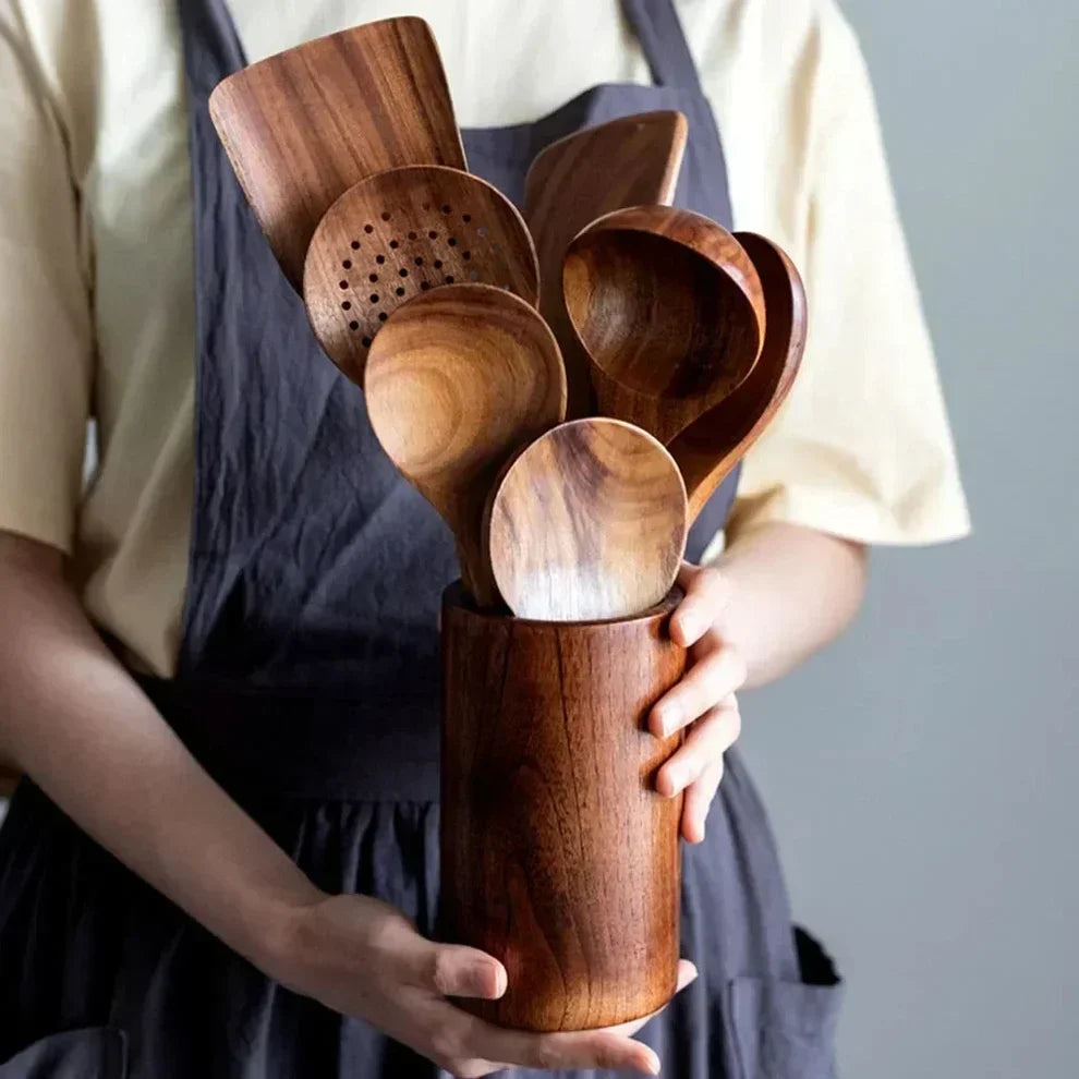 WoodLadle Set – Acacia Kitchen Utensils – Natural Cooking Essentials