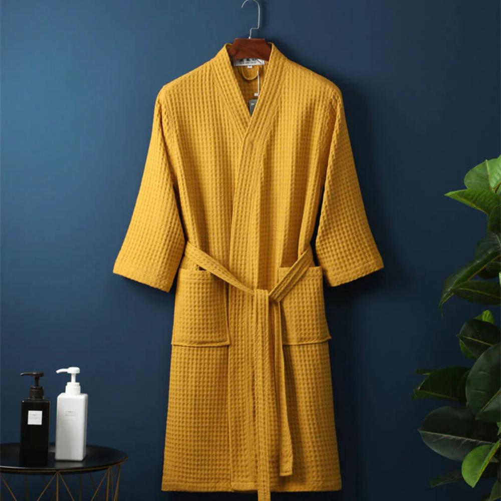 Wafflora – Waffle V-Neck Cotton Bathrobe