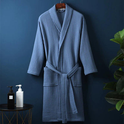 Wafflora – Waffle V-Neck Cotton Bathrobe