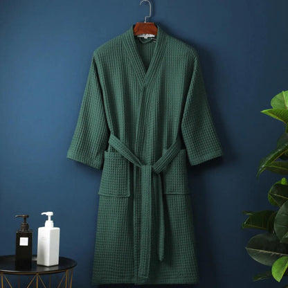 Wafflora – Waffle V-Neck Cotton Bathrobe