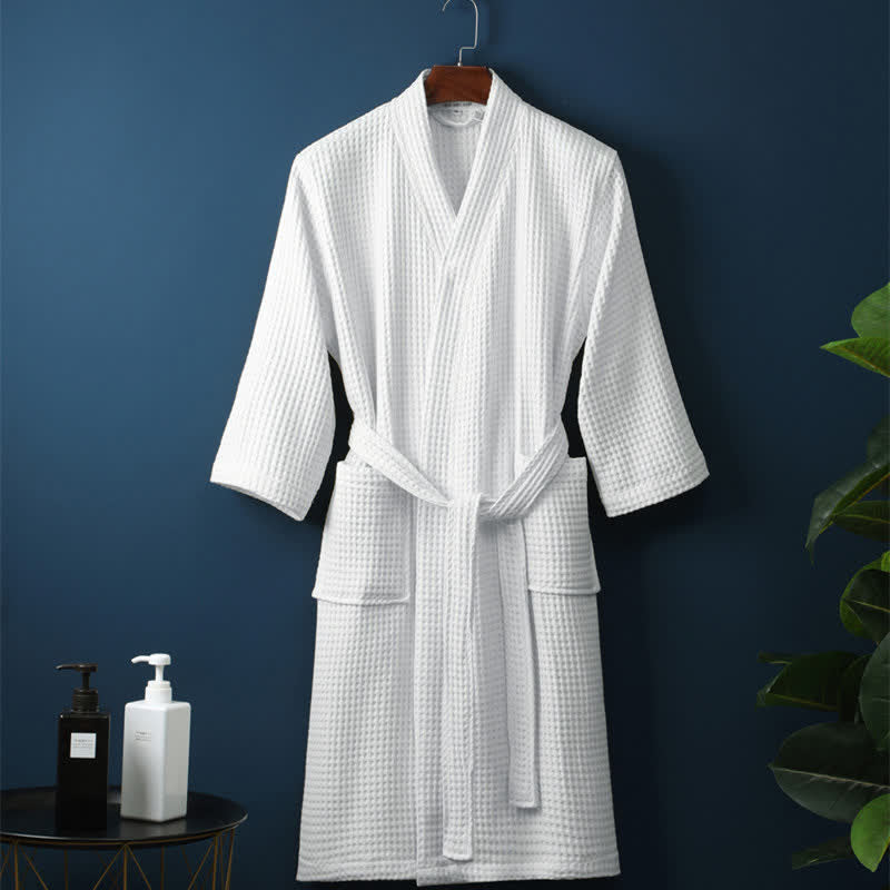 Wafflora – Waffle V-Neck Cotton Bathrobe