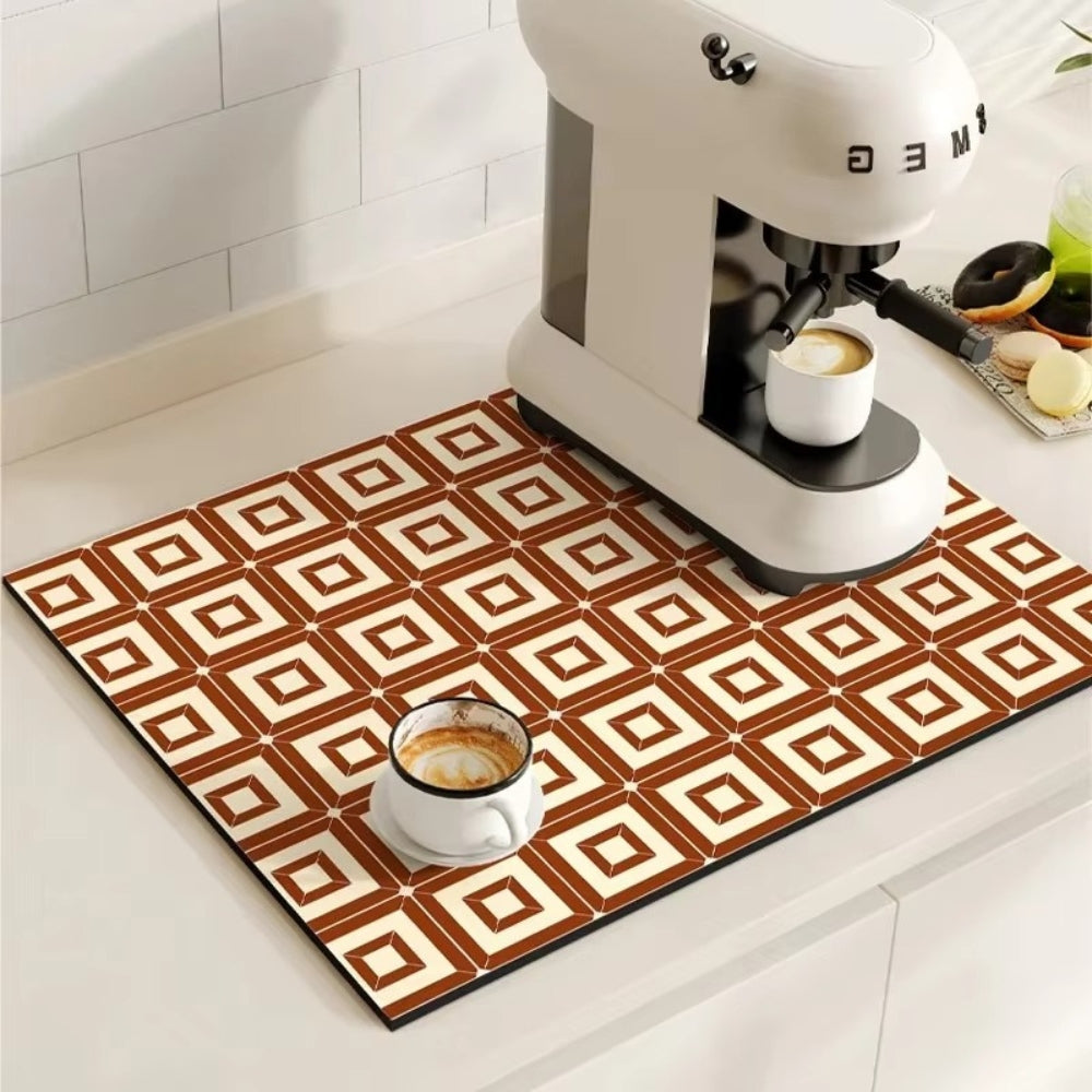 RetroDry Mat - Absorbent Coffee Mat - Vintage Style - Kitchen Essential
