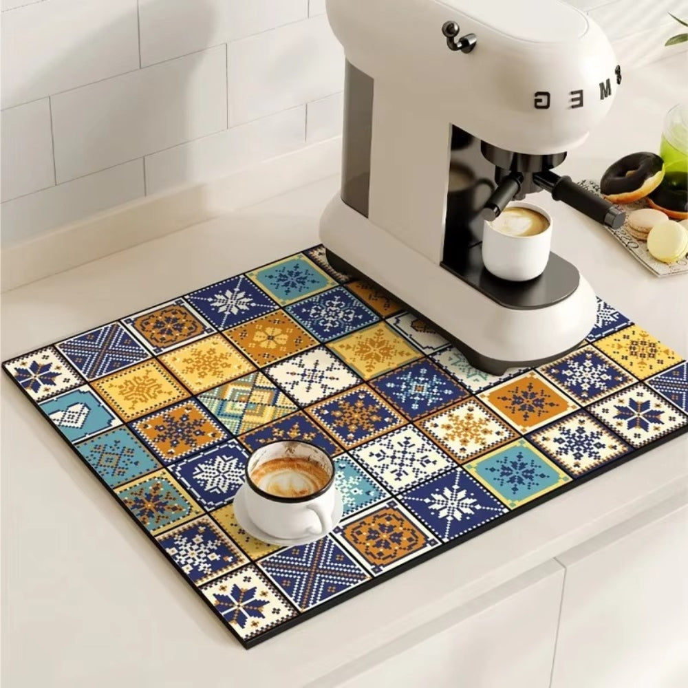 RetroDry Mat - Absorbent Coffee Mat - Vintage Style - Kitchen Essential