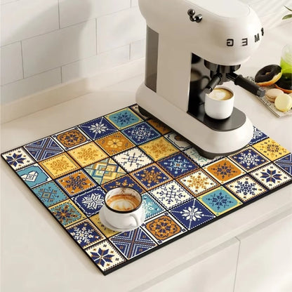 RetroDry Mat - Absorbent Coffee Mat - Vintage Style - Kitchen Essential
