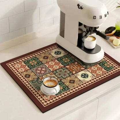 RetroDry Mat - Absorbent Coffee Mat - Vintage Style - Kitchen Essential