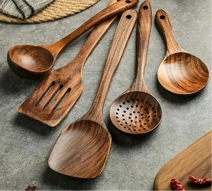WoodLadle Set – Acacia Kitchen Utensils – Natural Cooking Essentials