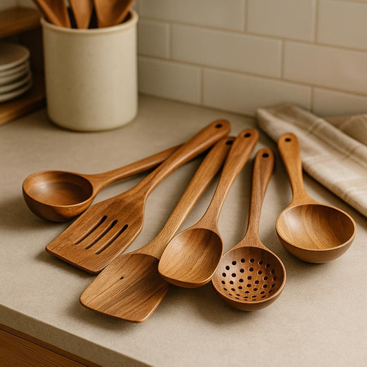 WoodLadle Set – Acacia Kitchen Utensils – Natural Cooking Essentials